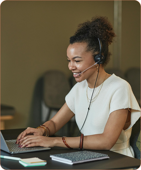 this is an image of person smiling at screen